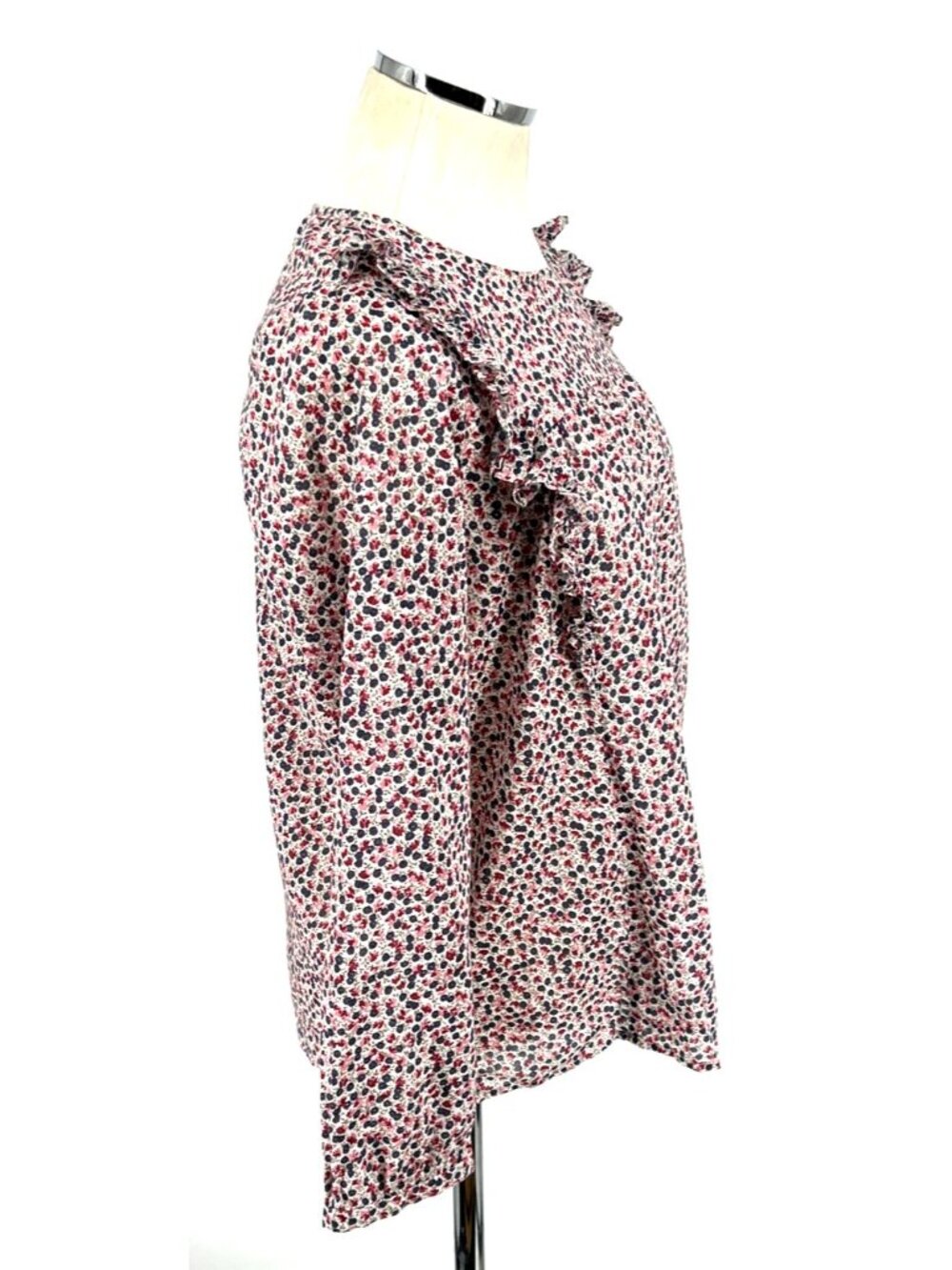 J. Crew Top Shirt Sz 6 Cotton Floral Ruffles Long Sleeve Blouse - Picture 4 of 8